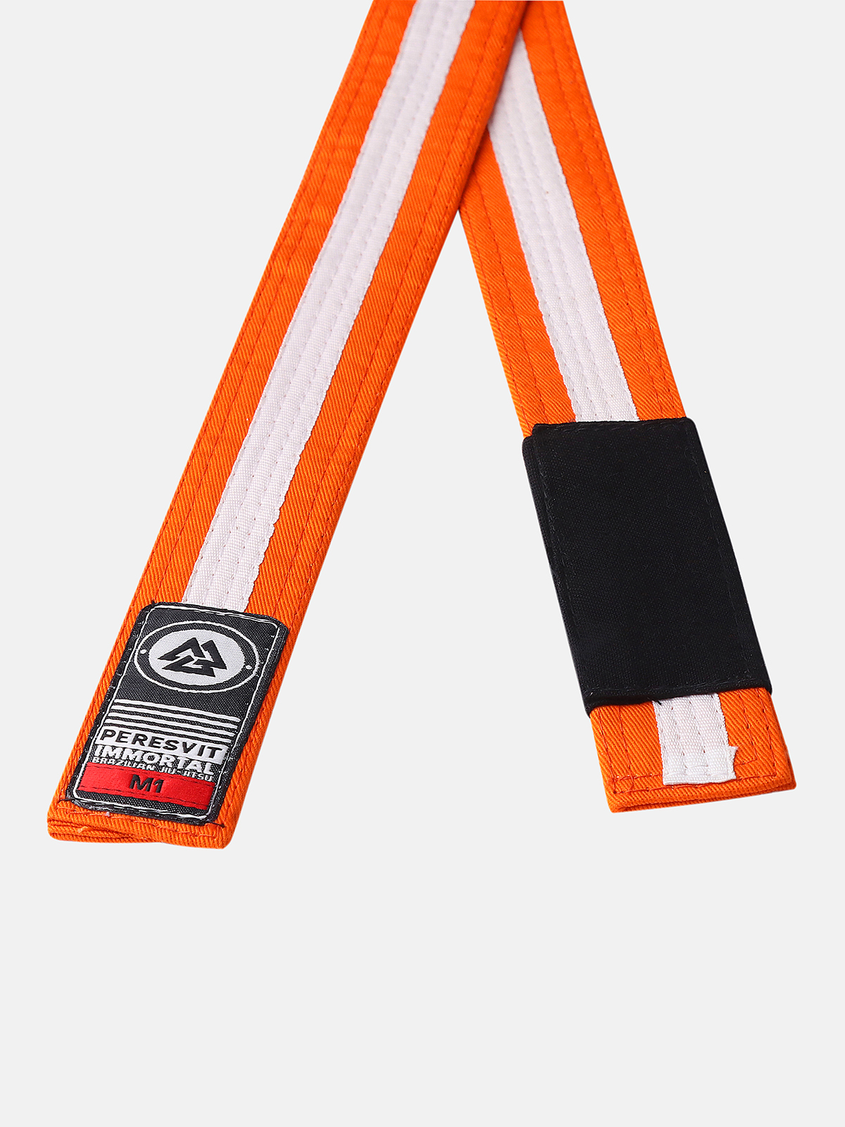 Kids BJJ Gi Belt Orange White Stripe, Photo No. 2